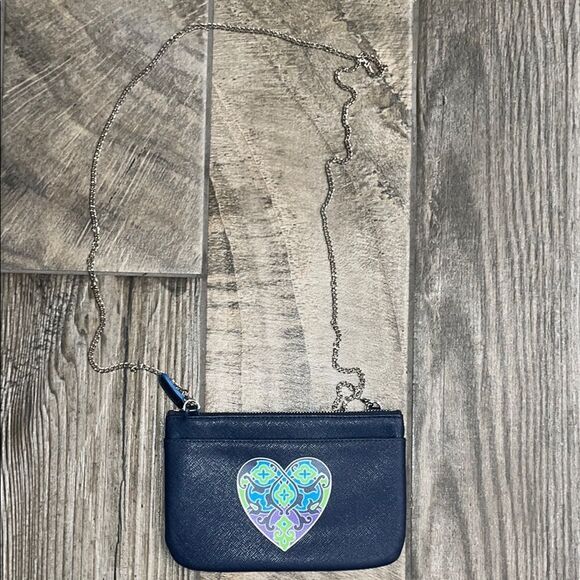 Brighton Blue Heart Design crossbody w/ silver chain handle - Picture 8 of 10